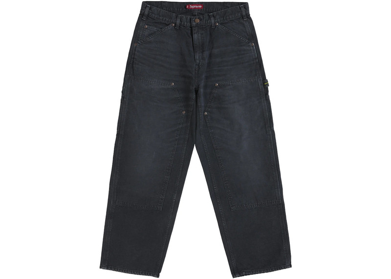 Supreme Worn Double Knee Painter Pant Black 1
