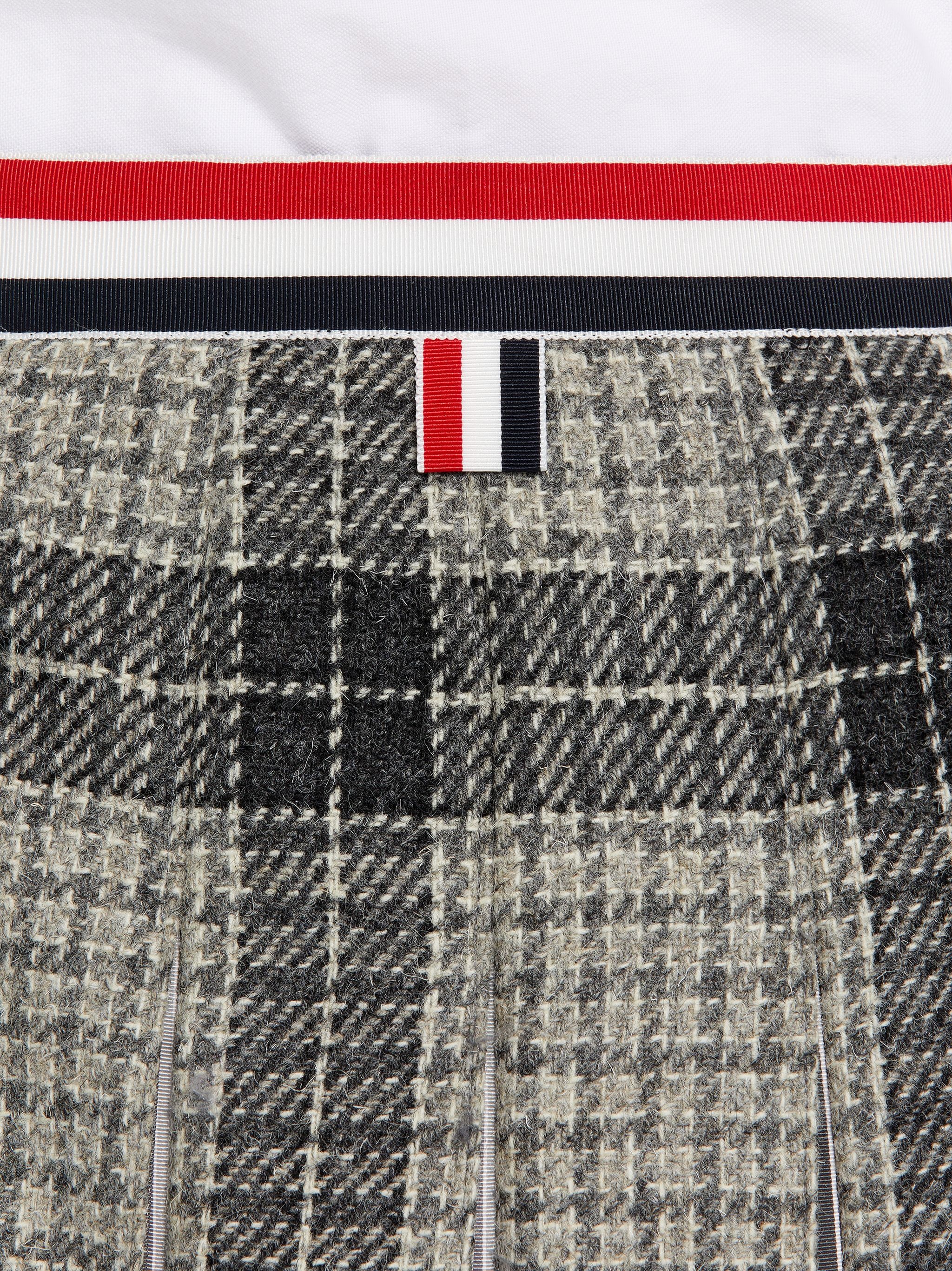 Medium Grey Grid Windowpane Check British Wool Grosgrain Waistband Below-the-Knee Dropped Back Pleat - 6