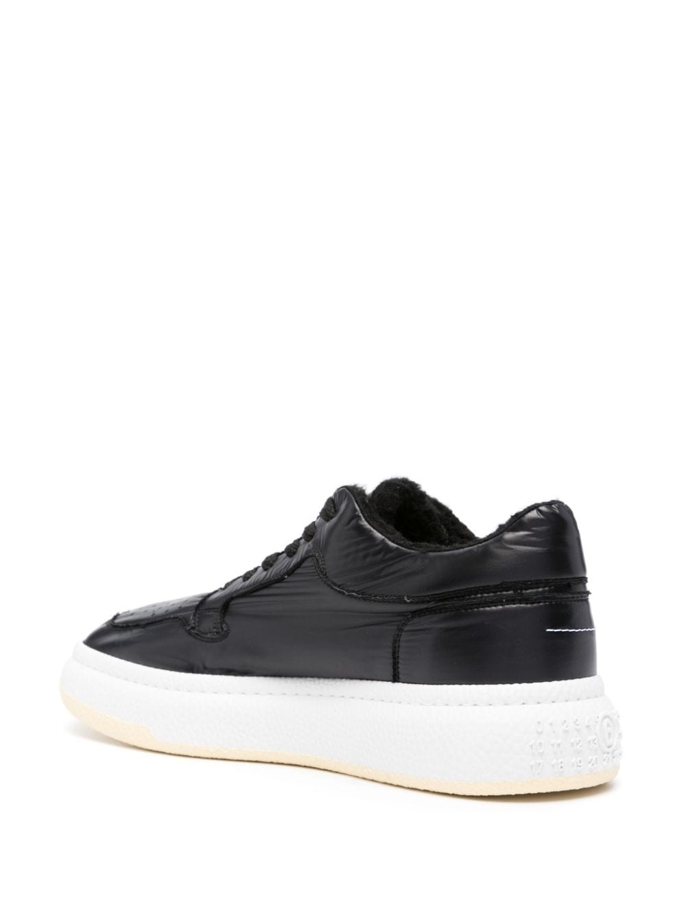 shearling-lining patent leather sneakers - 3