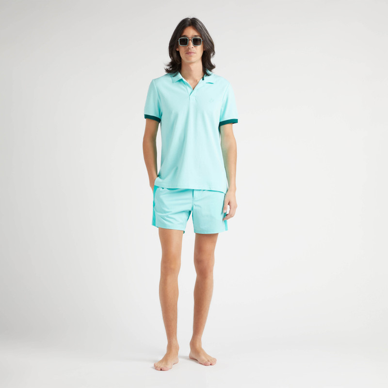 Men Stretch Swim Trunks Flat Belt Color Block 5