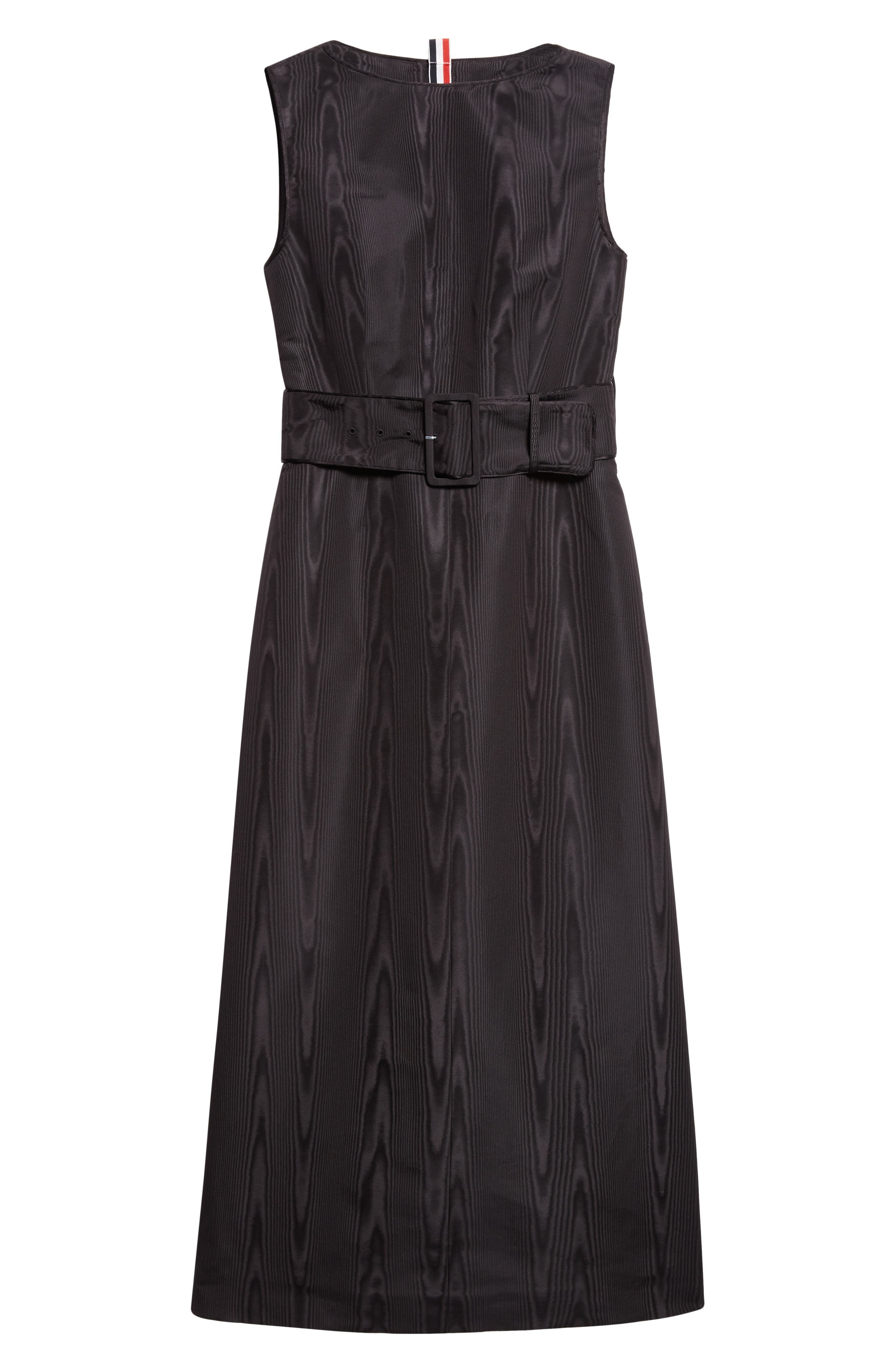 Thom Browne Bateau Neck Silk Moiré Belted Dress in Black at Nordstrom - 5