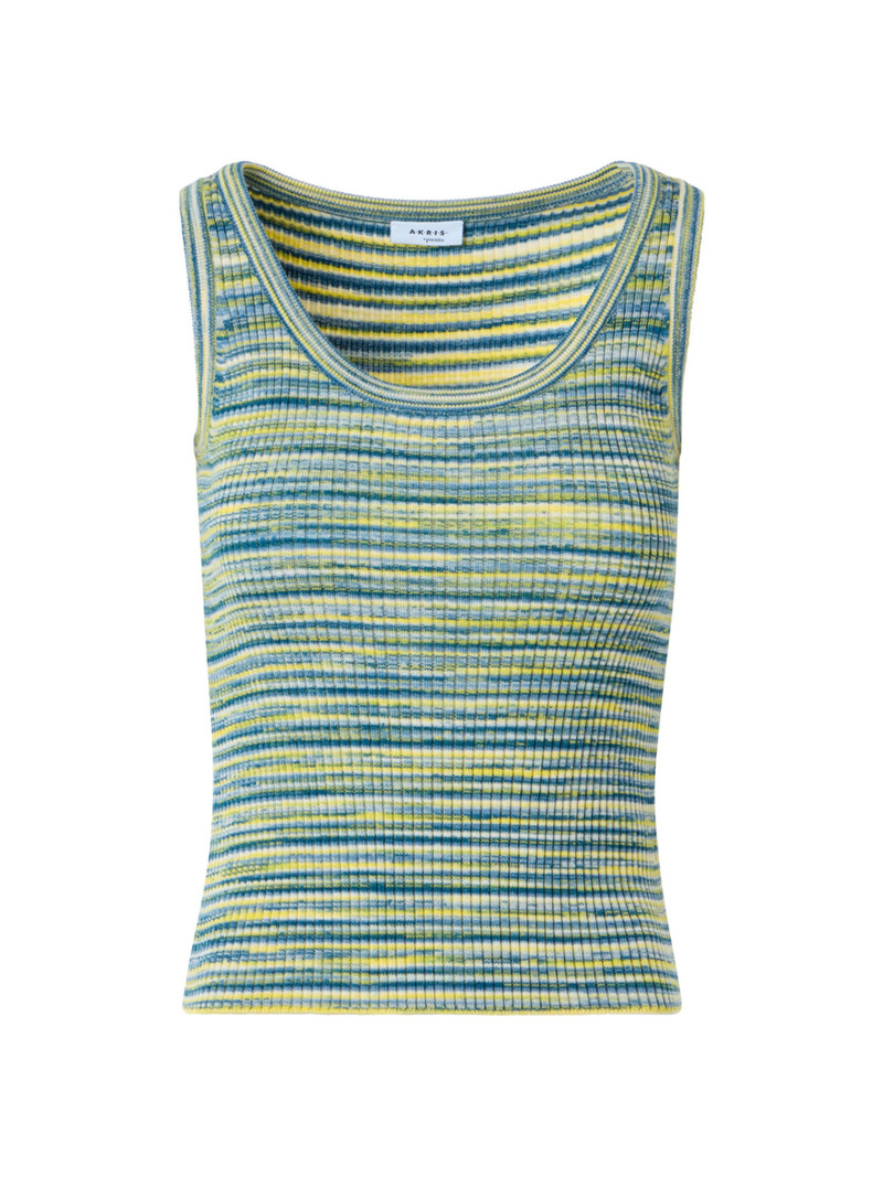 Women's Space-Dye Rib-Knit Virgin Wool Top - Sky Blue Multi 1
