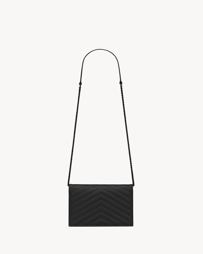 SAINT LAURENT CASSANDRE ENVELOPE CHAIN WALLET IN GRAIN DE POUDRE LEATHER outlook