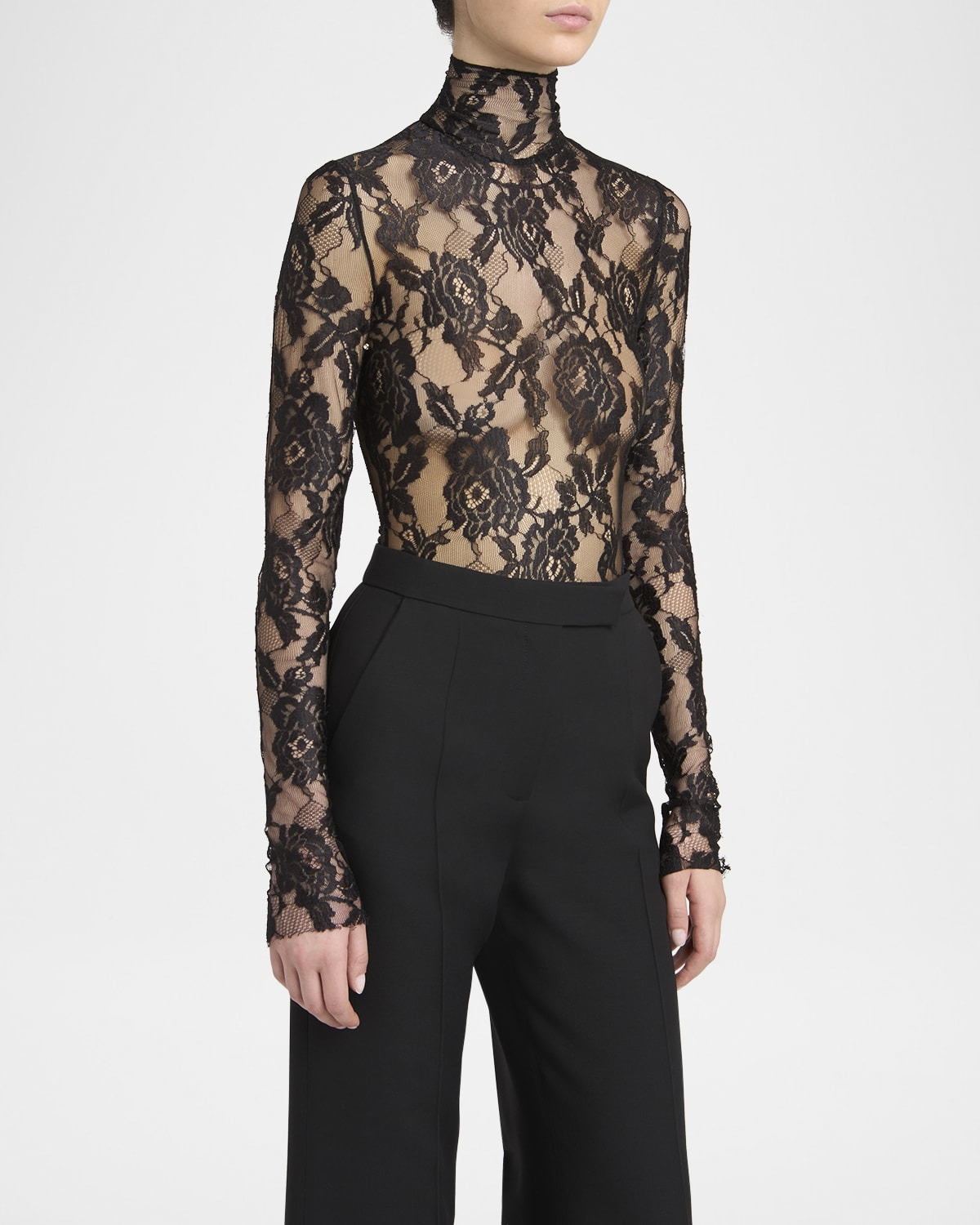 Turtleneck Long-Sleeve Lace Bodysuit - 4