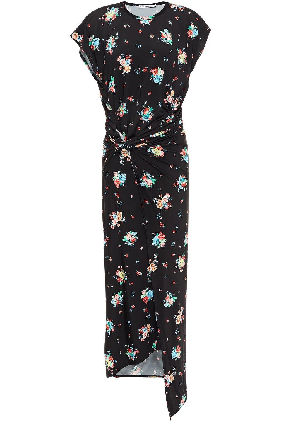 Draped floral-print stretch-jersey midi dress - 1