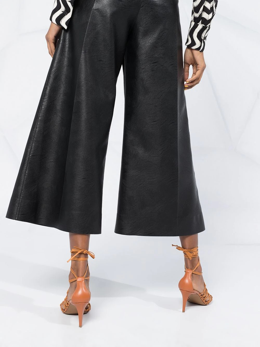 faux-leather wide-leg trousers - 3