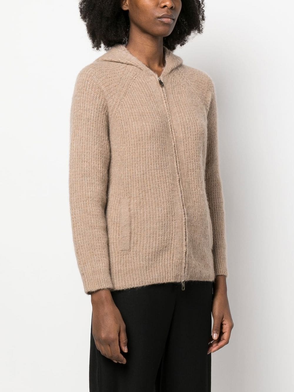 hooded zip-front cardigan - 3
