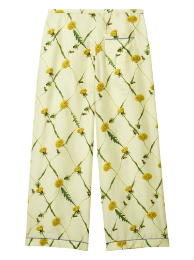 Burberry Dandelion-print silk-satin trousers outlook
