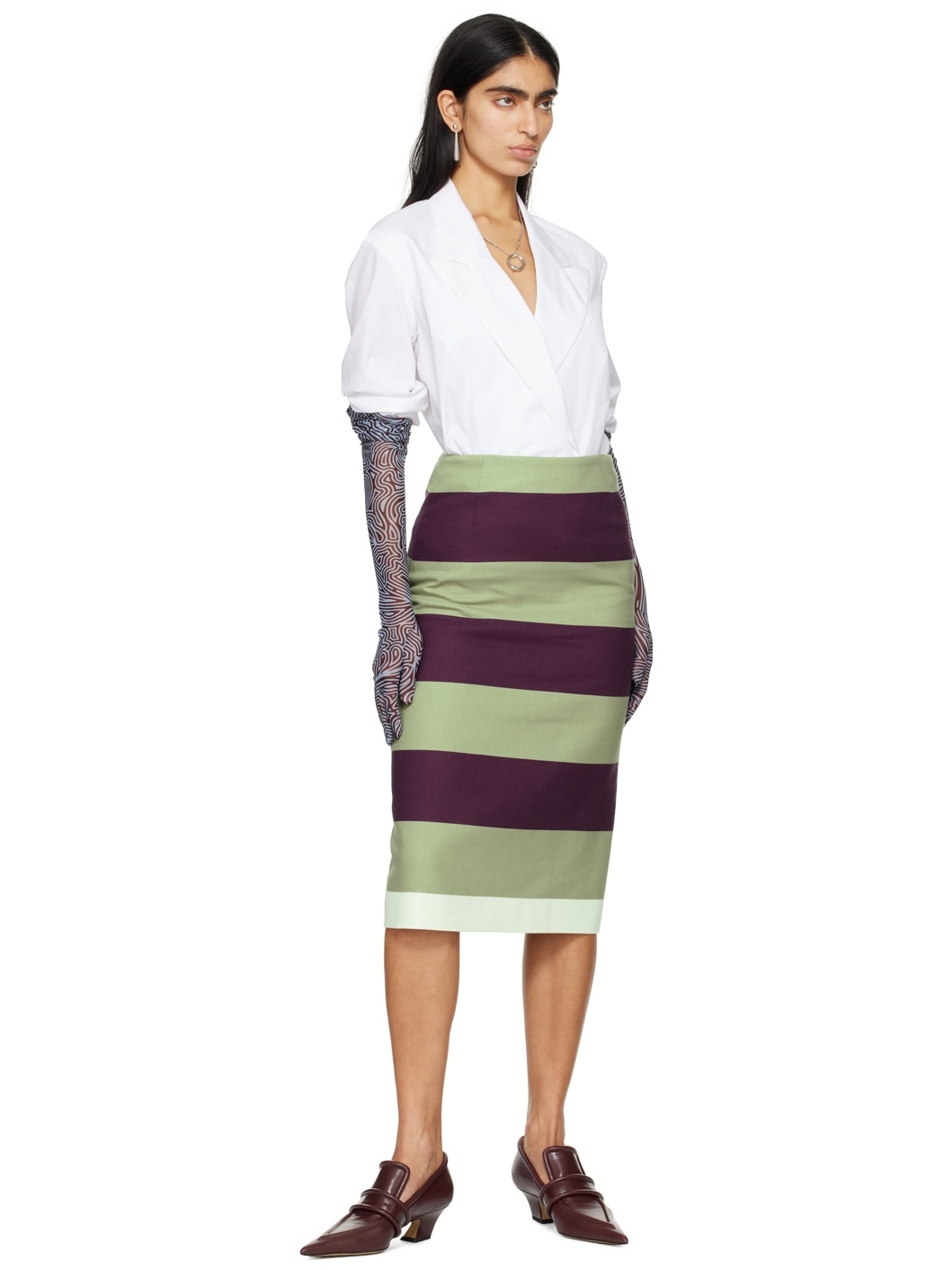 Purple & Green Salby Midi Skirt - 4