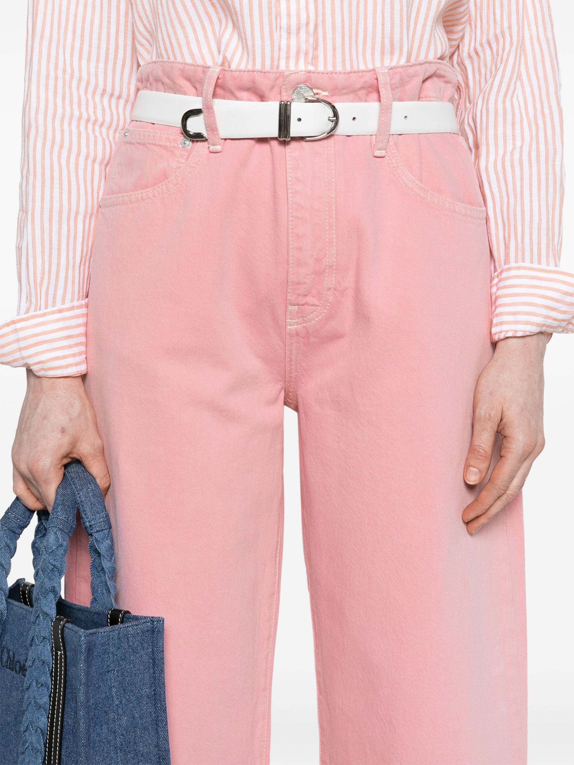 Pink Long Barrel Tapered Jeans - 5