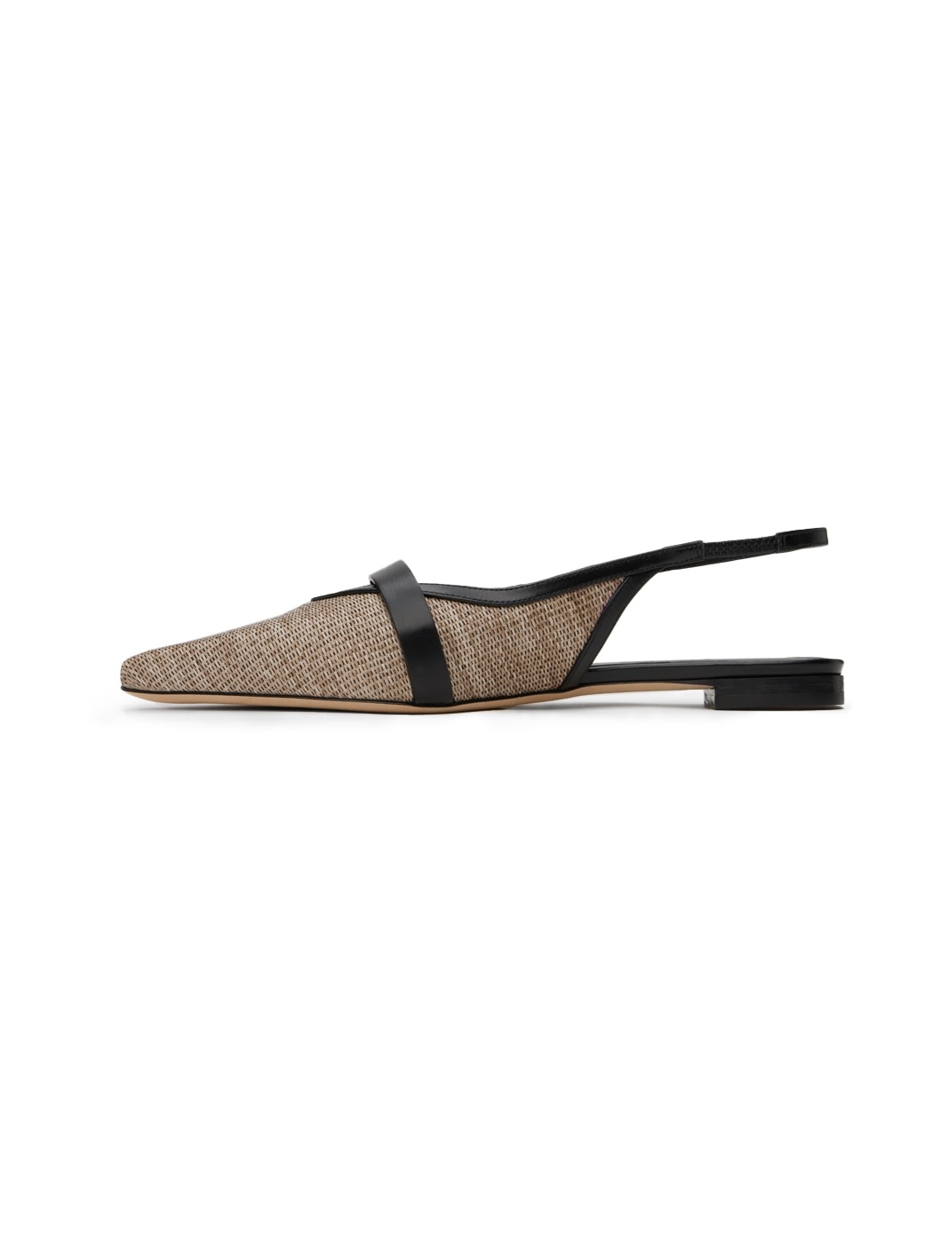 Beige & Black Leather Ballerina Flats - 3