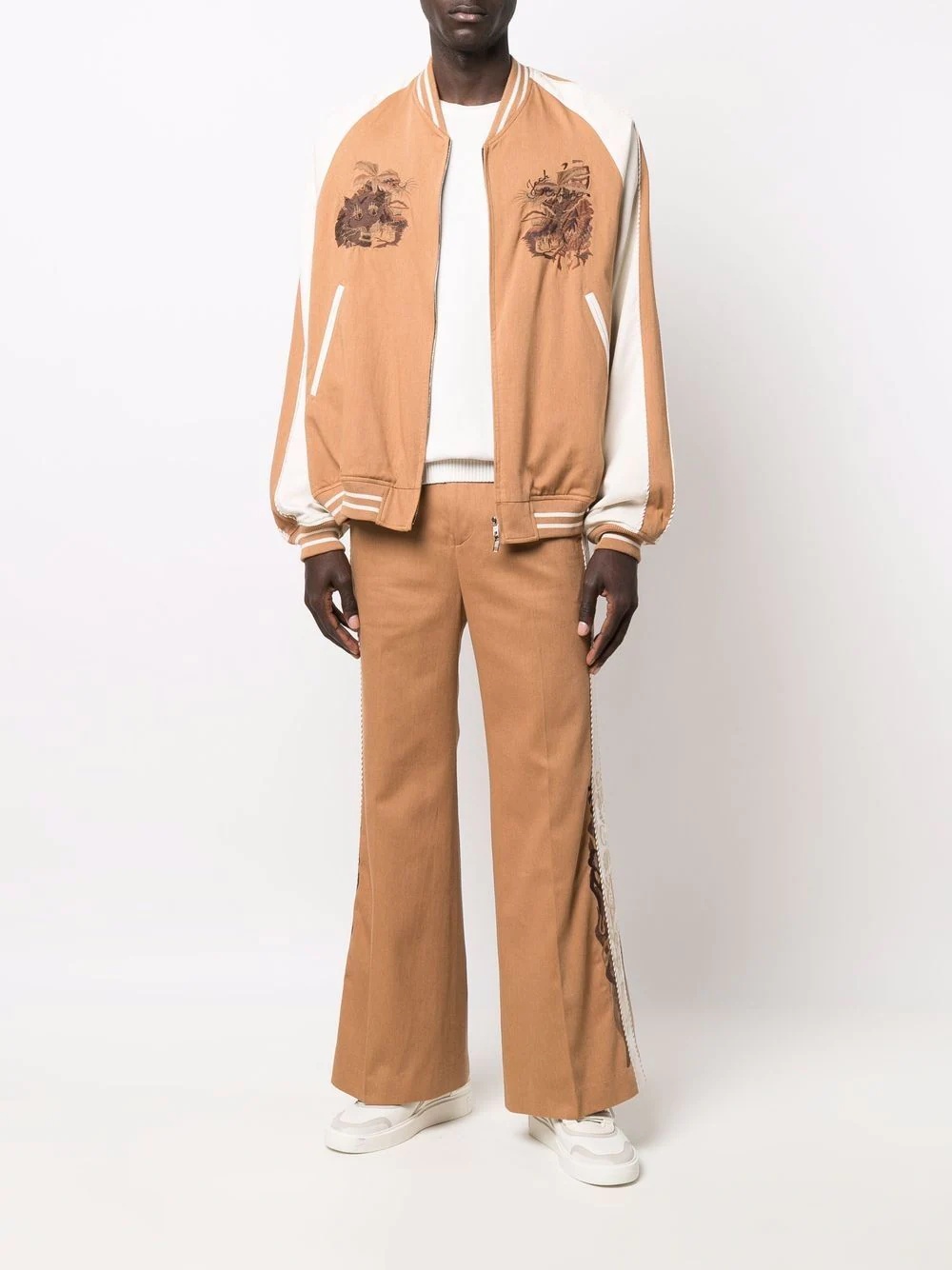 side-trim flared trousers - 2