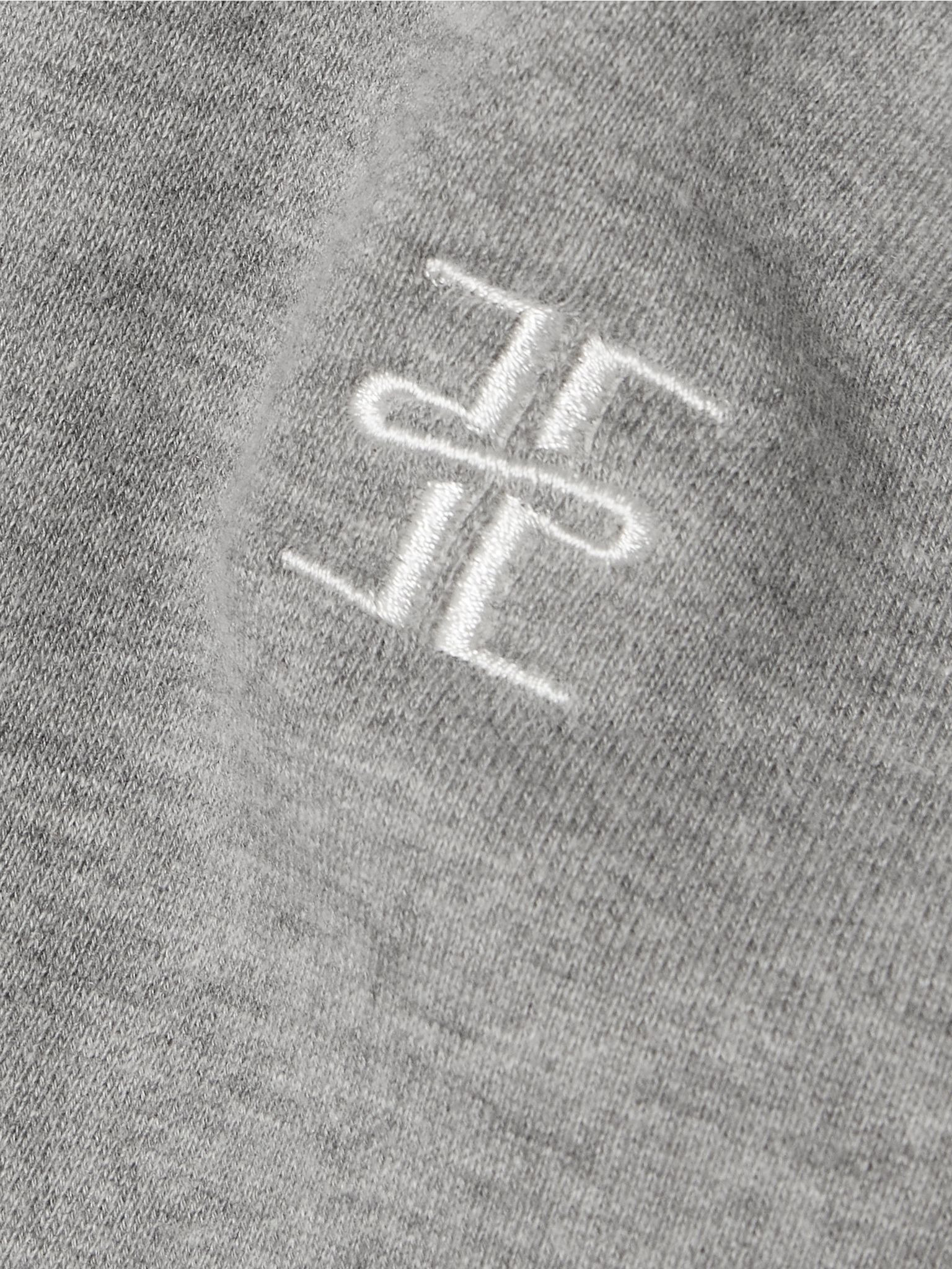 Embroidered cotton-blend hoodie Gray - 4