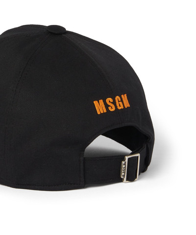 MSGM Gabardine cotton baseball cap with embroidered  "caution hot" outlook