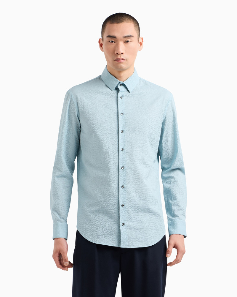GIORGIO ARMANI REGULAR-FIT COTTON-SEERSUCKER SHIRT outlook