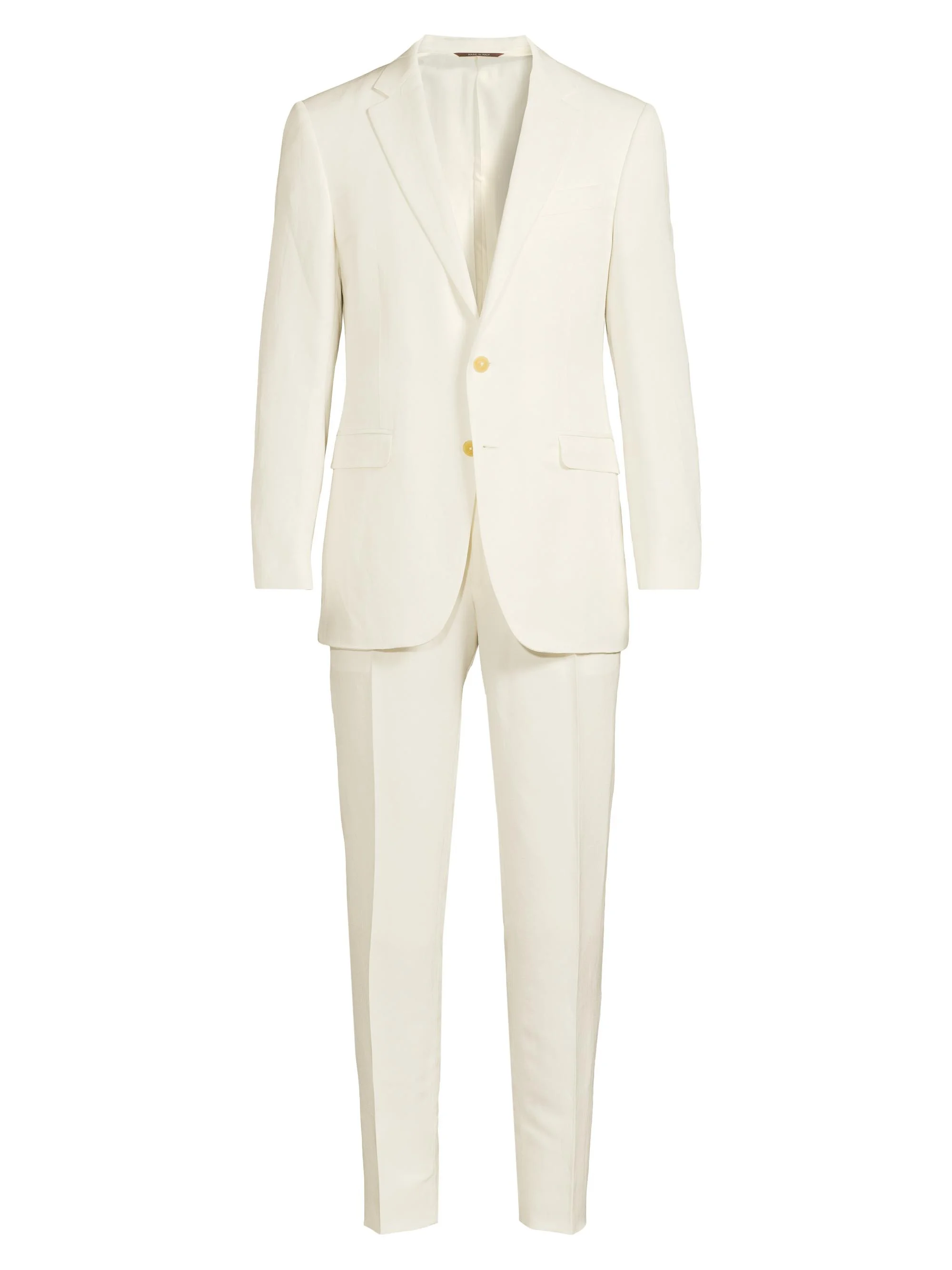 Men's Solid Linen-Silk Single-Breasted Suit - White - 1
