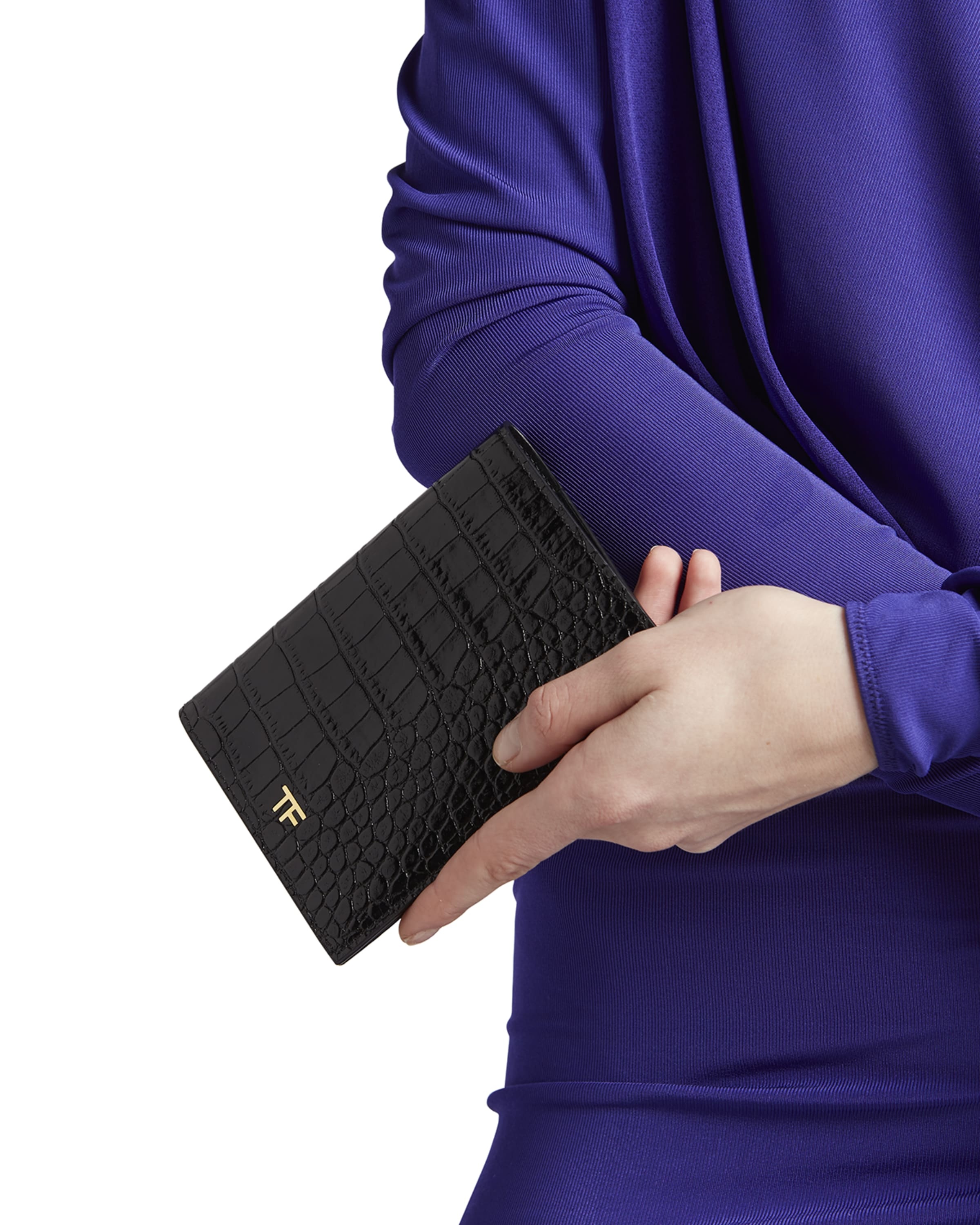 TF Croc-Embossed Leather Passport Holder - 4