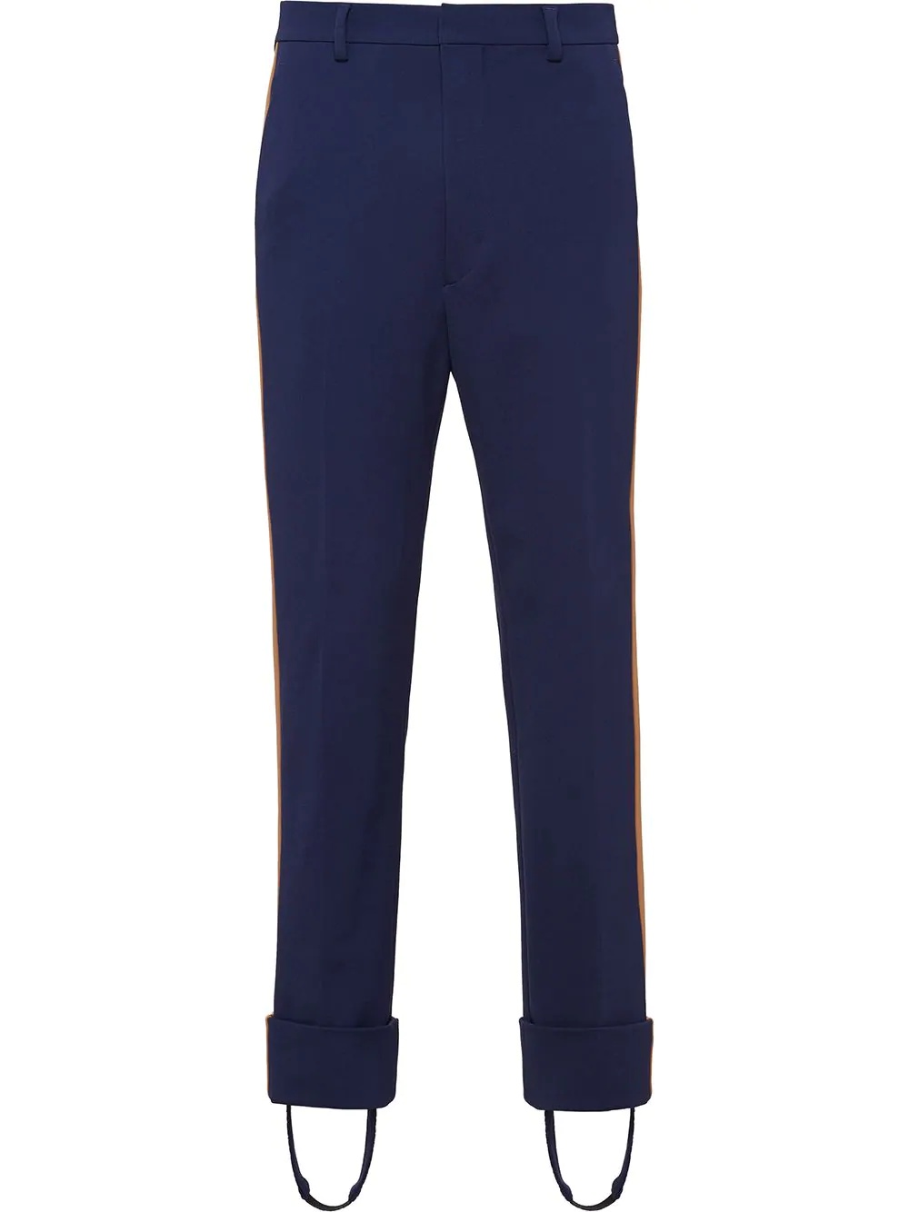 side-stripe straight-leg stirrup trousers - 1