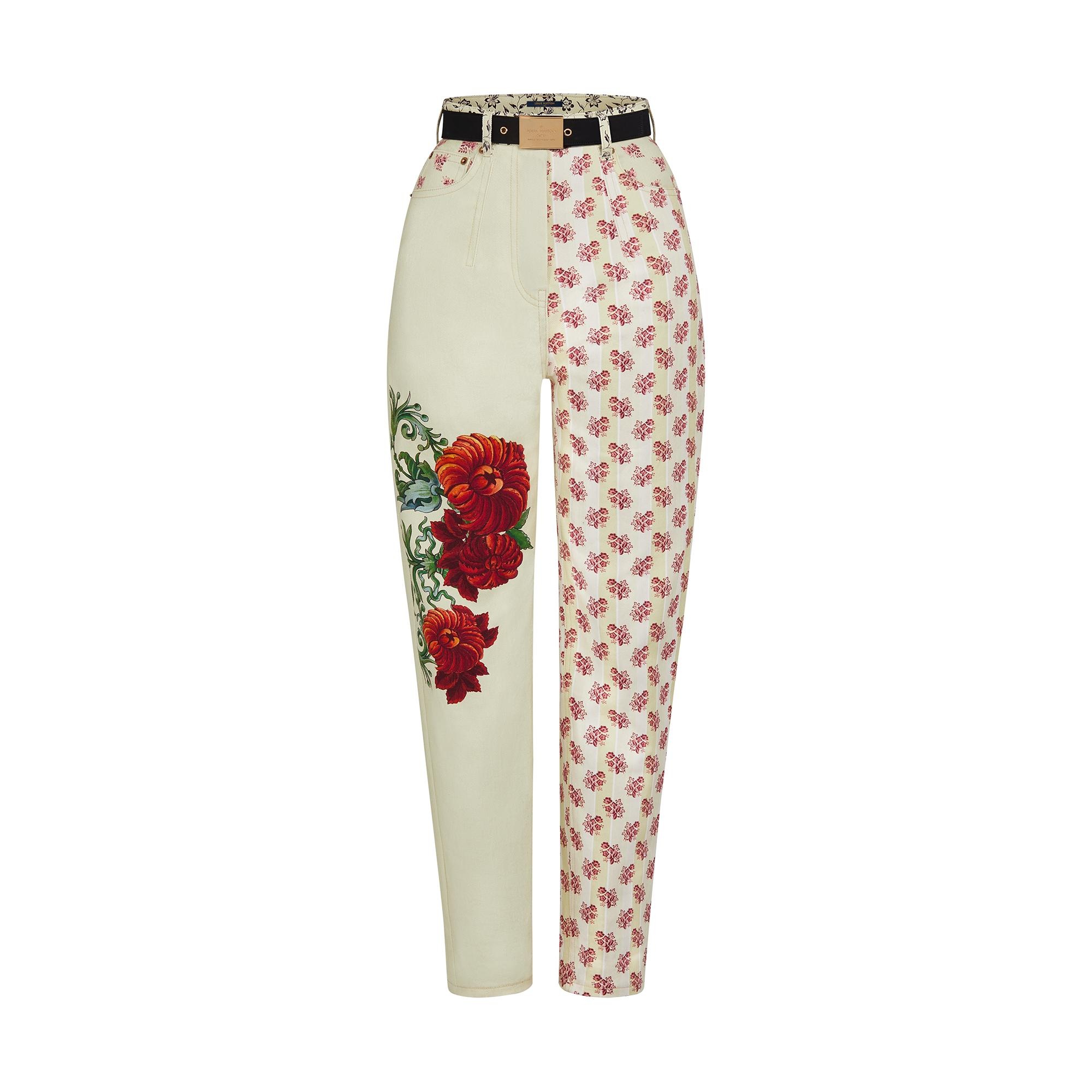 Mixed Floral High-Waisted Jeans - 4
