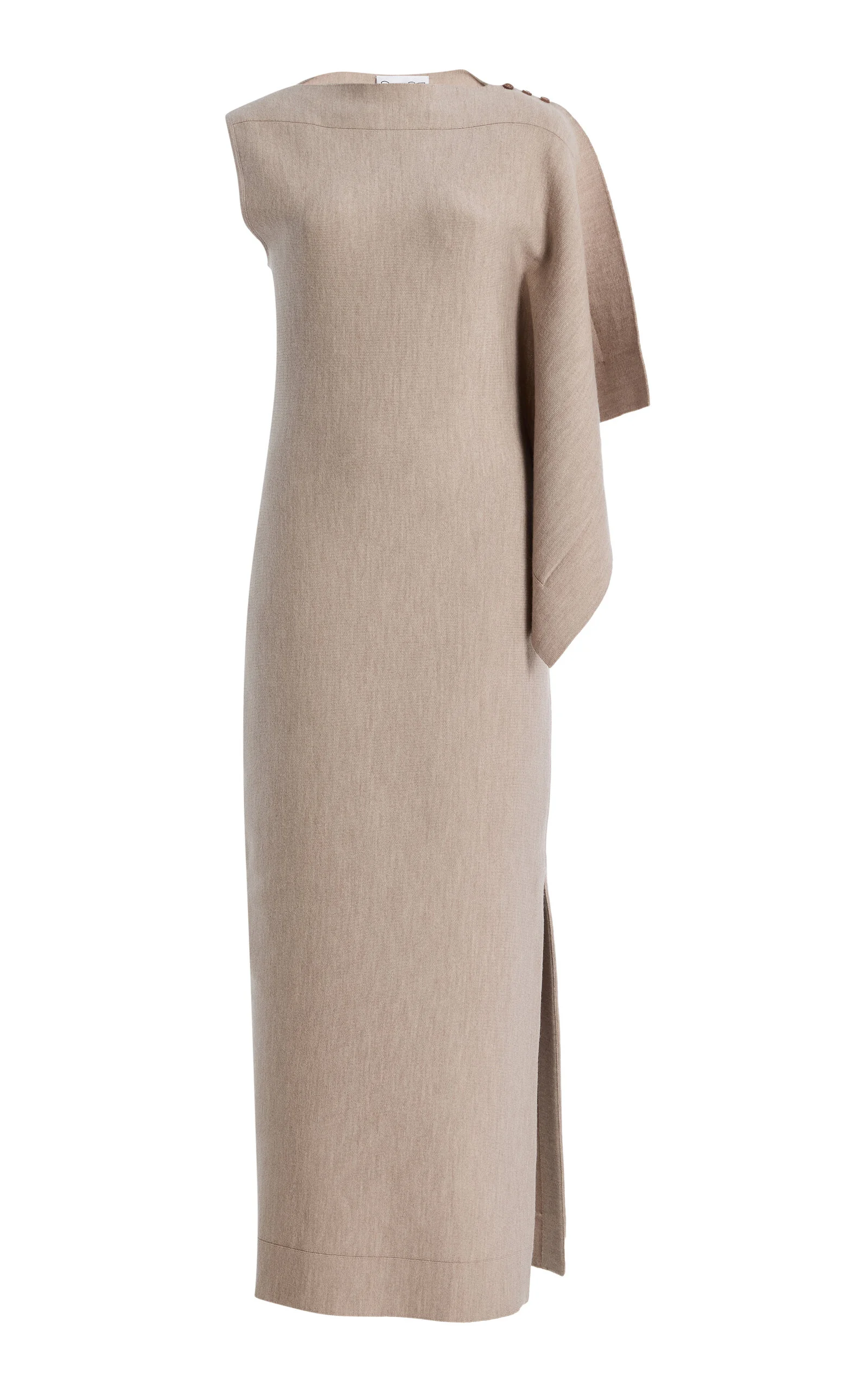 Draped Virgin-Wool Midi Dress tan - 1