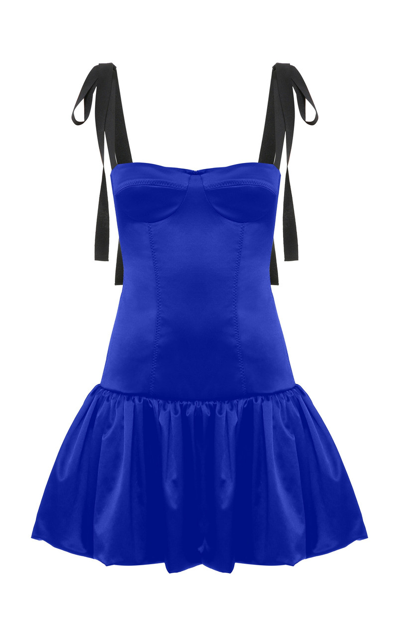 Patrice Bustier Satin Mini Dress blue - 1