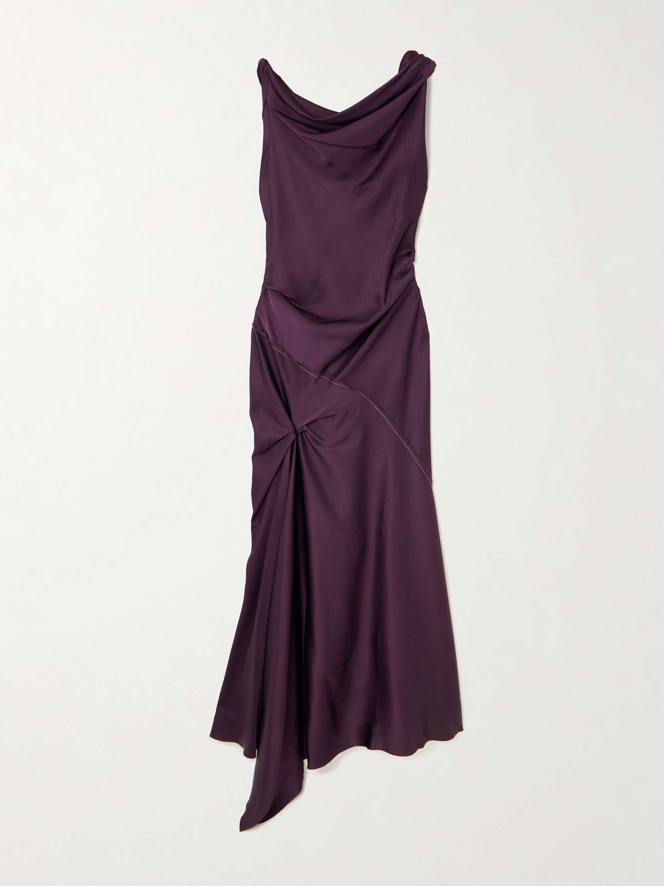 Victoria Beckham Asymmetric paneled draped gathered satin