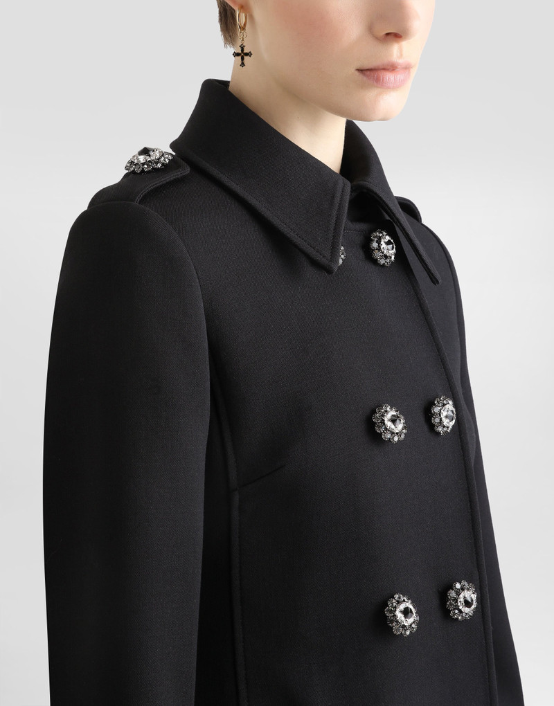 Double-breasted wool coat with bejeweled buttons 4
