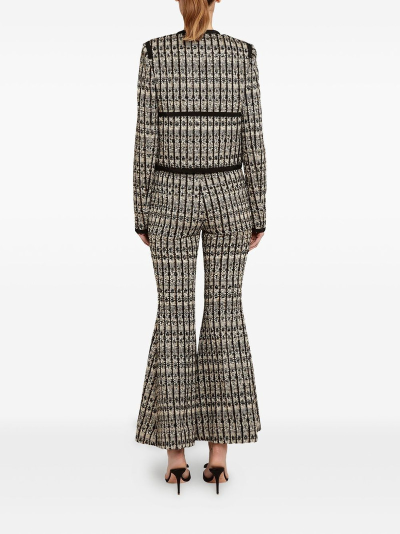 optical bouclé flared trousers 4