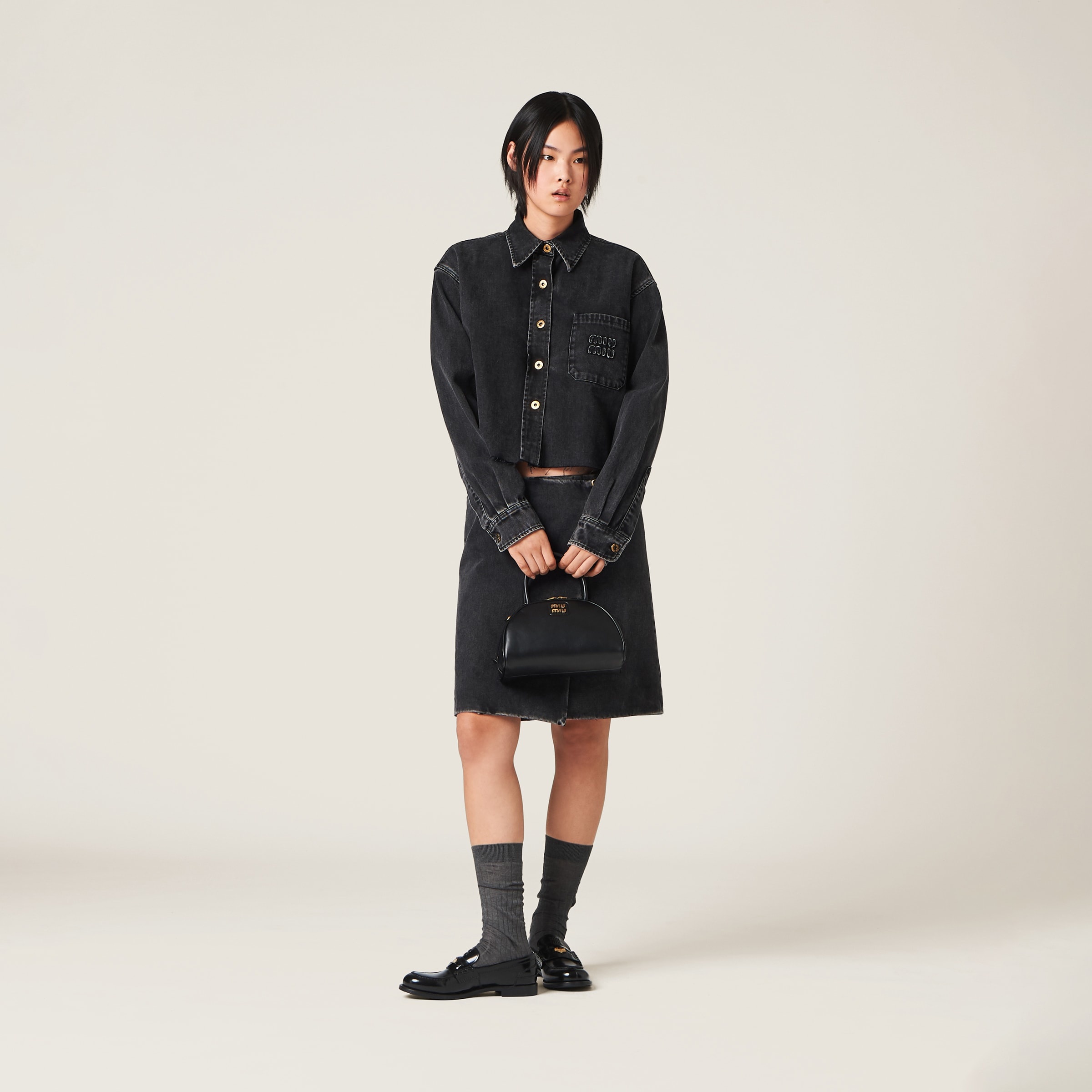Black denim blouson jacket - 2