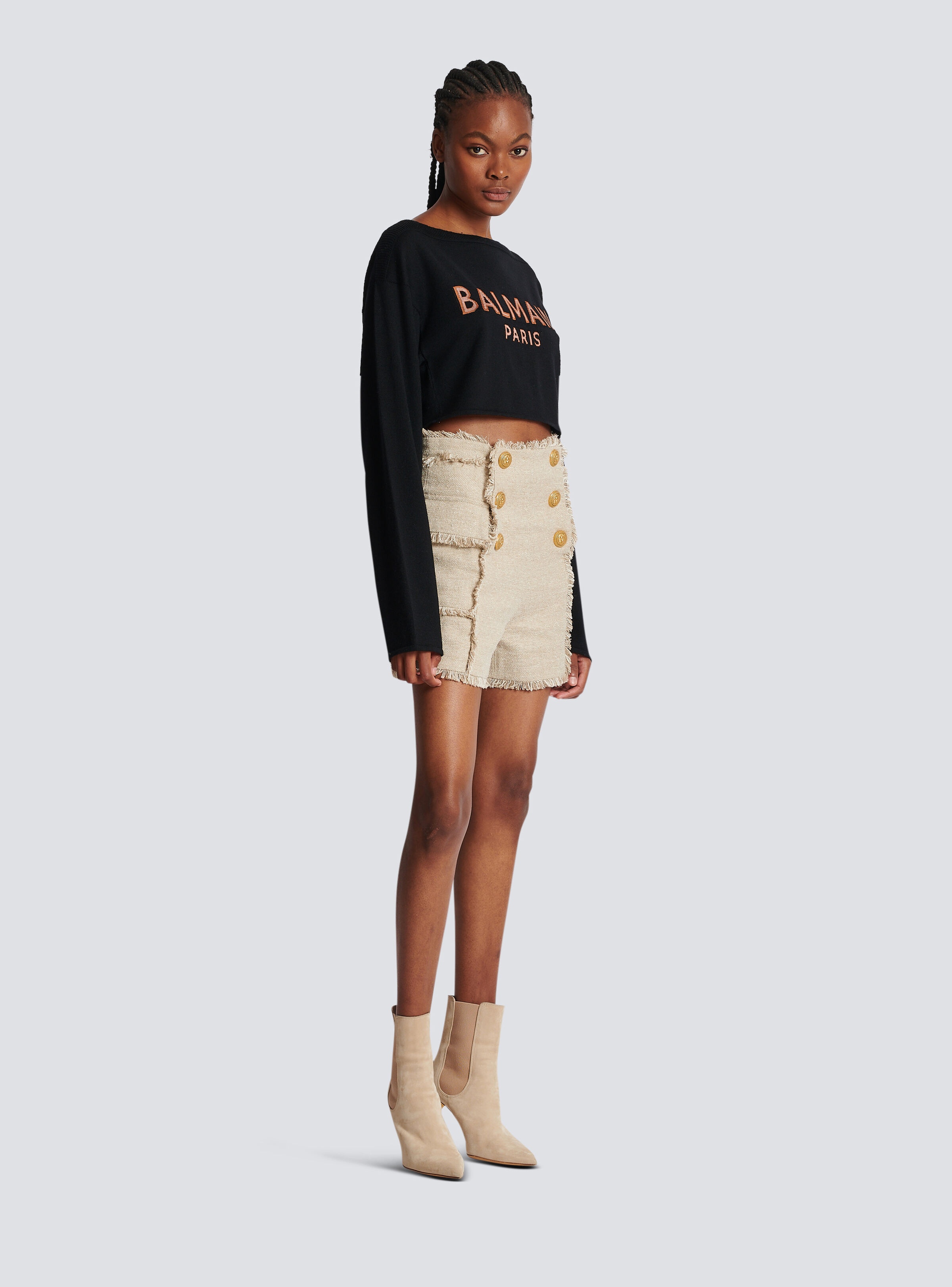 Fringed linen sailor shorts - 3