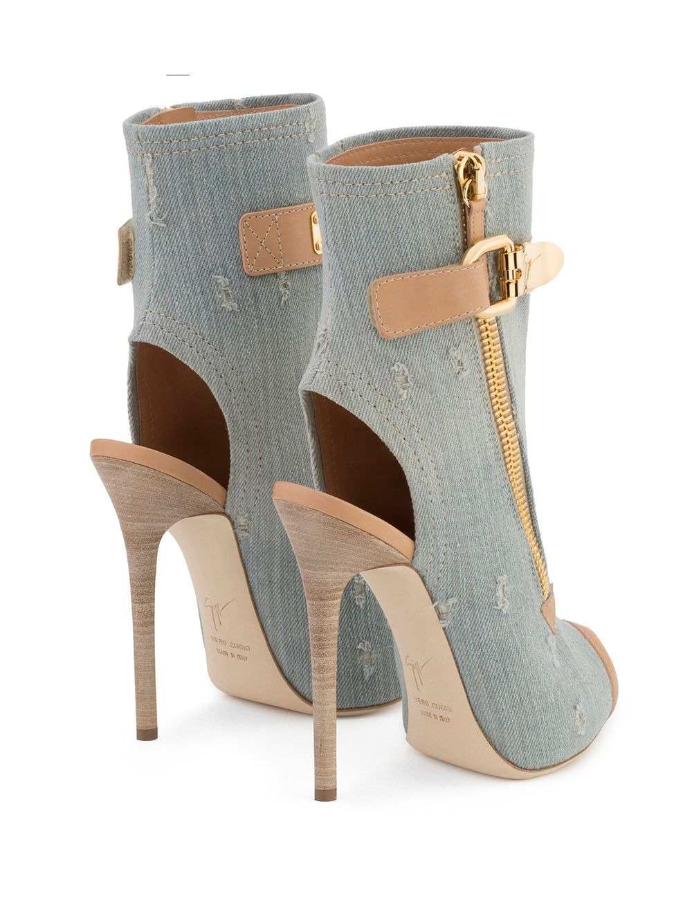 Roxie distressed-effect denim ankle boots - 3