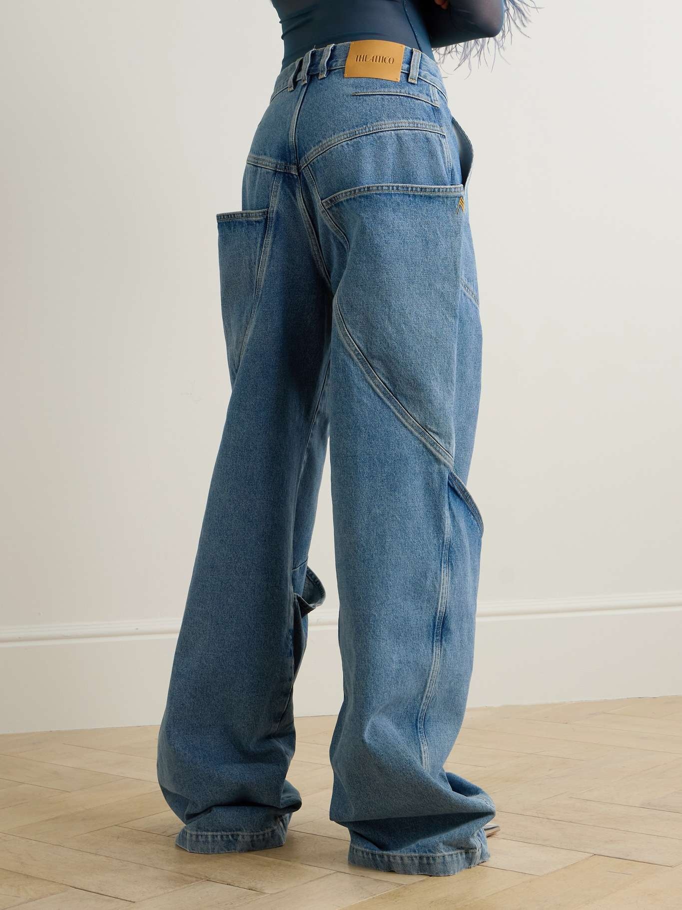 Layered paneled high-rise wide-leg jeans - 4