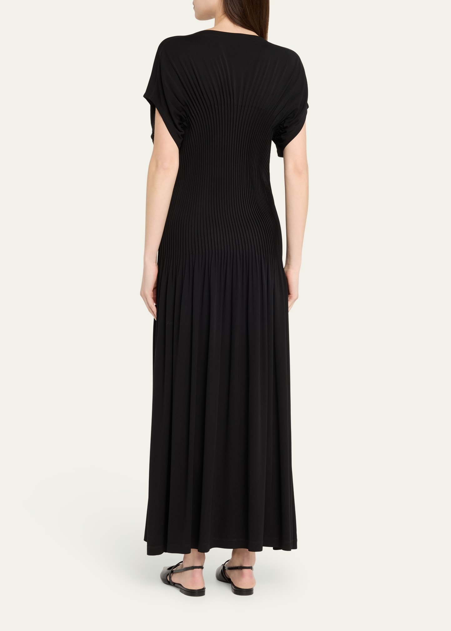 Knife-Pleated Jersey Empire Maxi Dress - 3