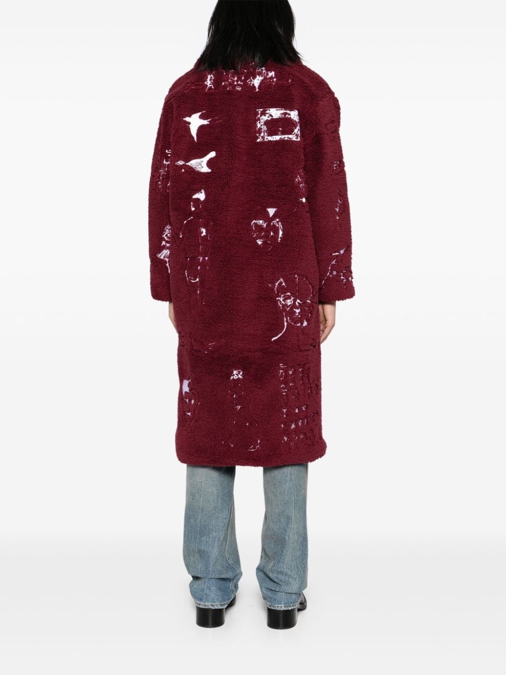 graphic embroidery double-breasted coat - 4