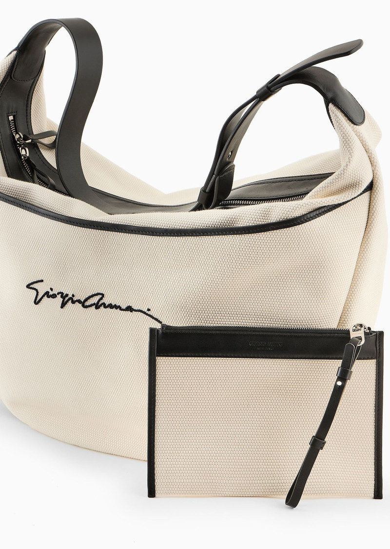 Canvas oversized crescent-shaped shoulder bag 5