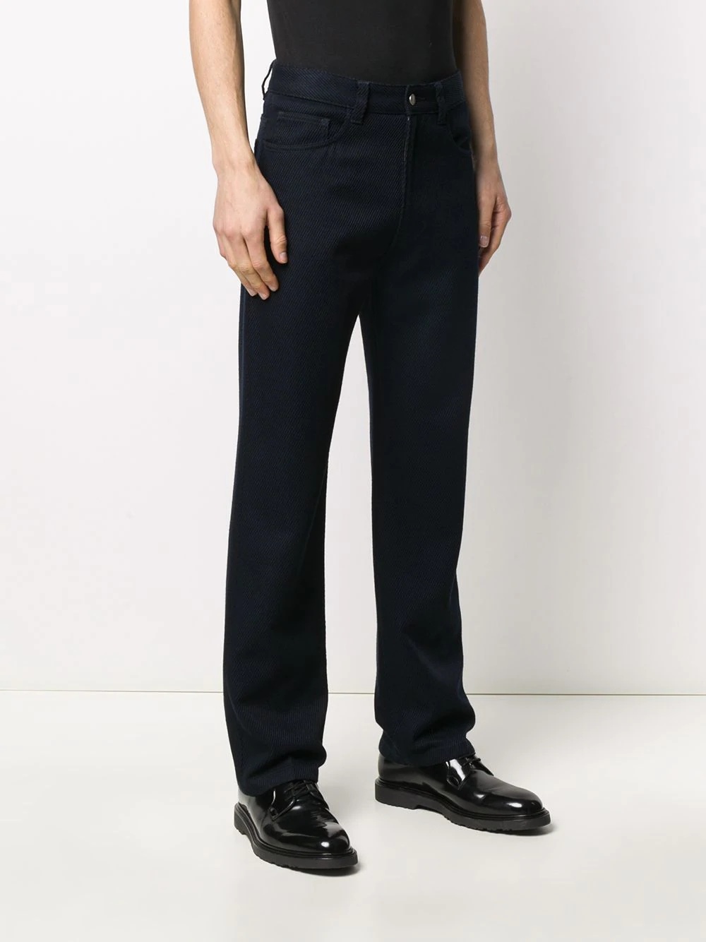 straight fit ribbed trousers - 3