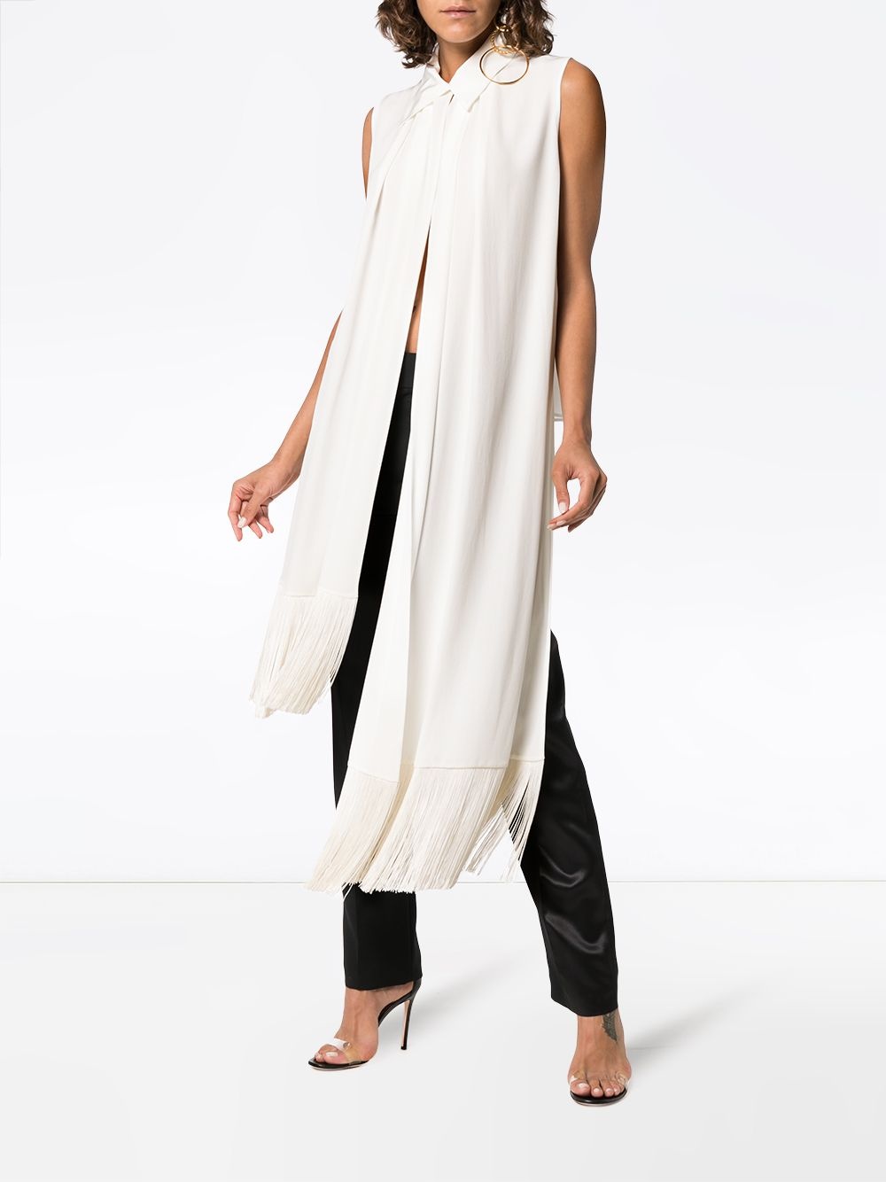 Fringe-trimmed Silk-crepe Top - 3