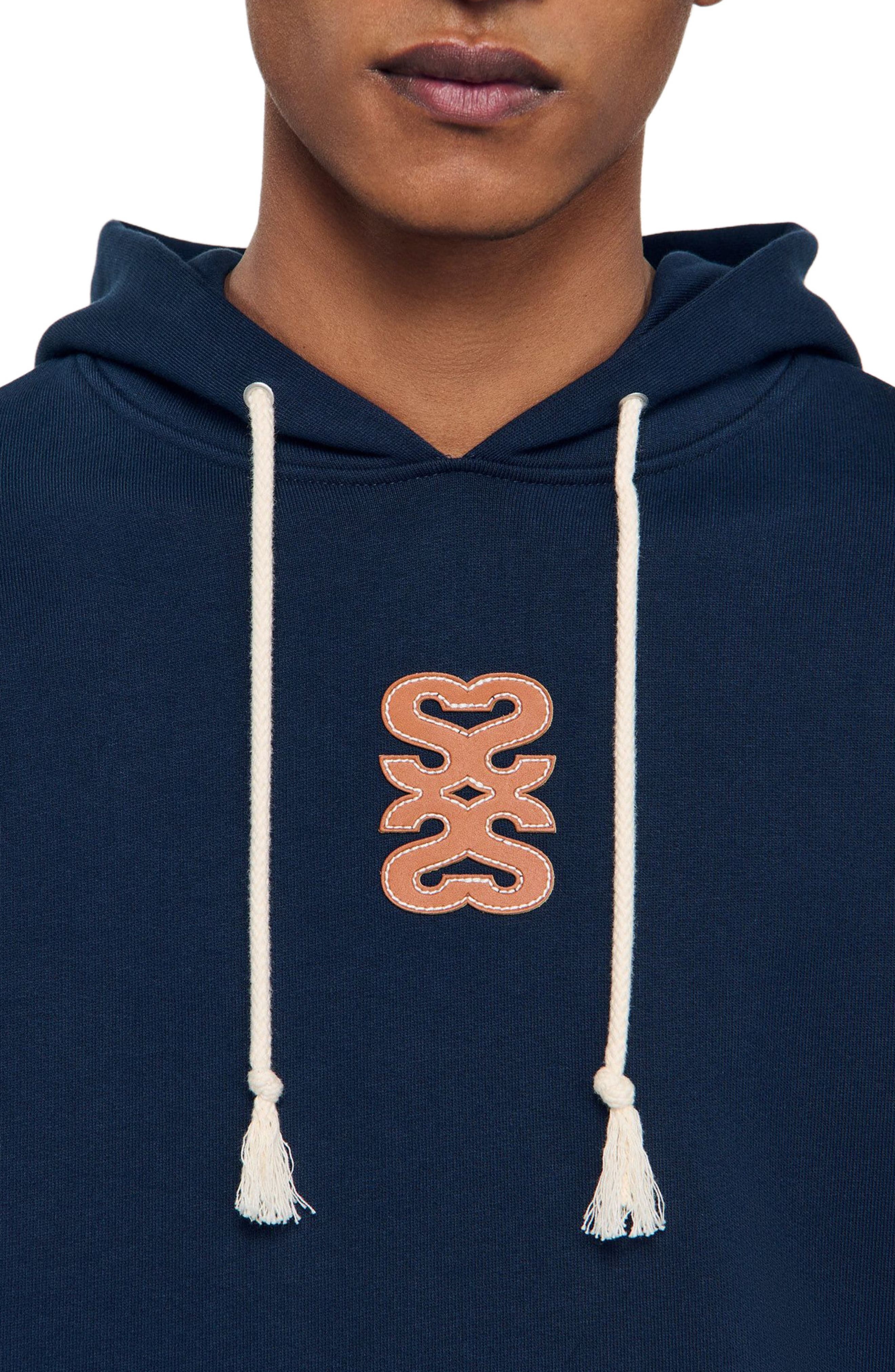 SANDRO Leather patch sweatshirt in Navy Blue at Nordstrom - 4
