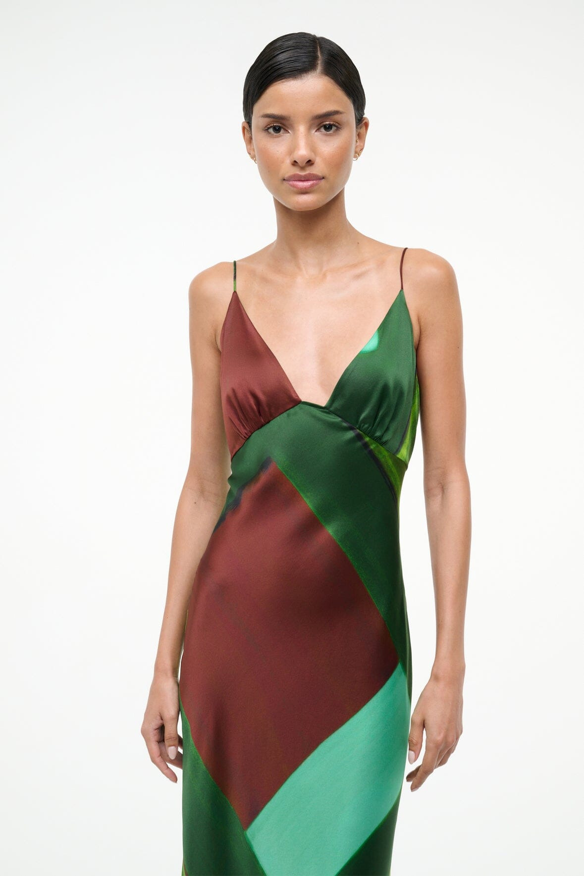 STAUD HANK SILK DRESS EMERALD PRISM - 4