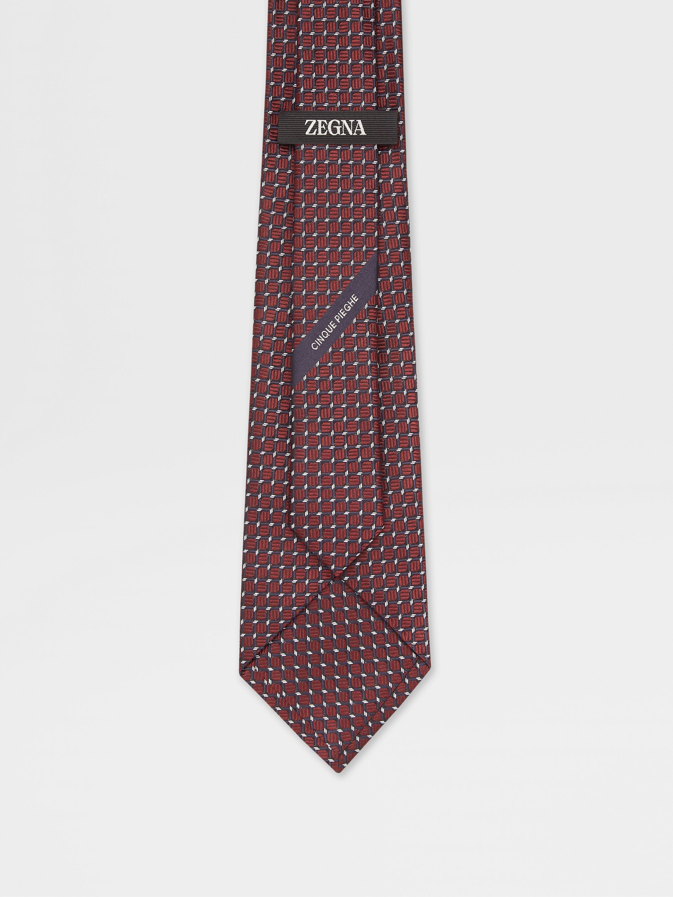BURGUNDY CINQUE PIEGHE SILK TIE - 3