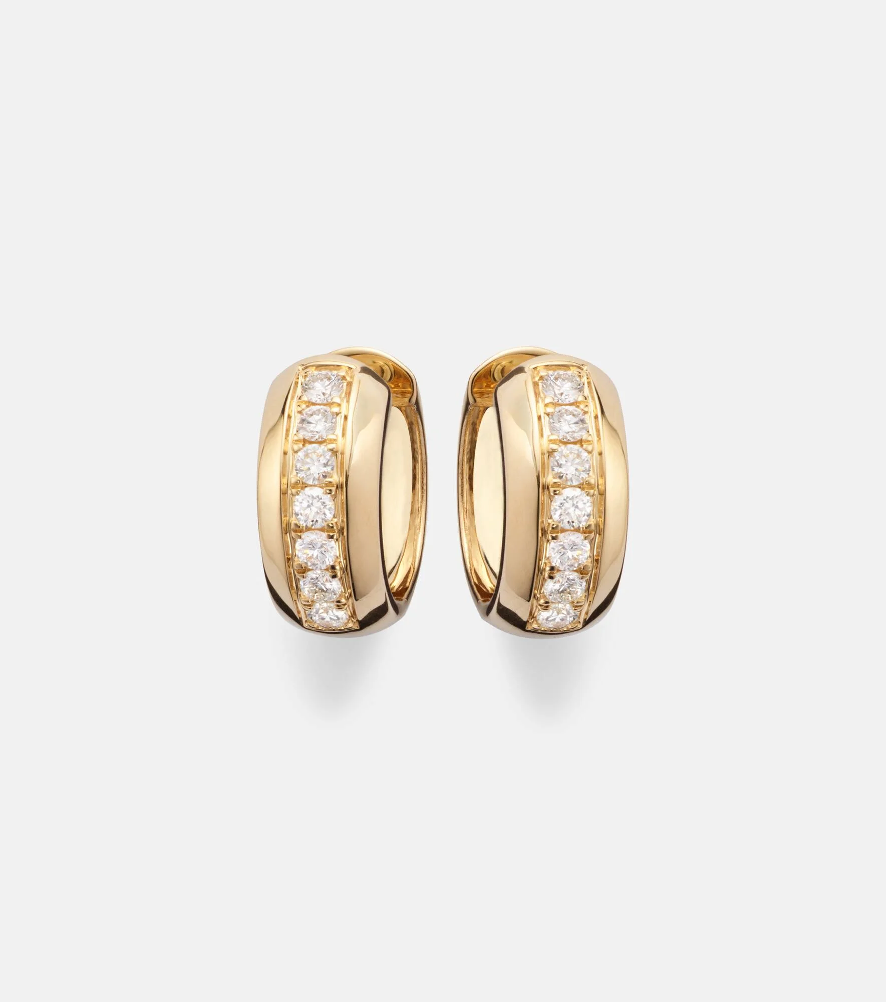 14kt gold huggie earrings with diamonds - 1