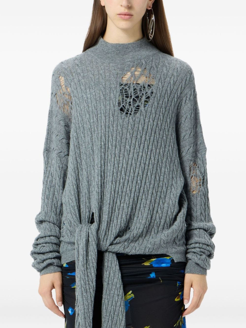 cable-knit distressed sweater - 3