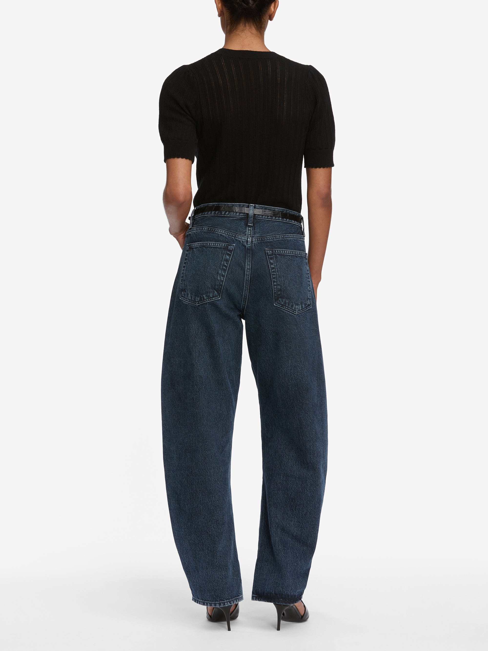 The Ladder Pointelle Sweater in Black - 6