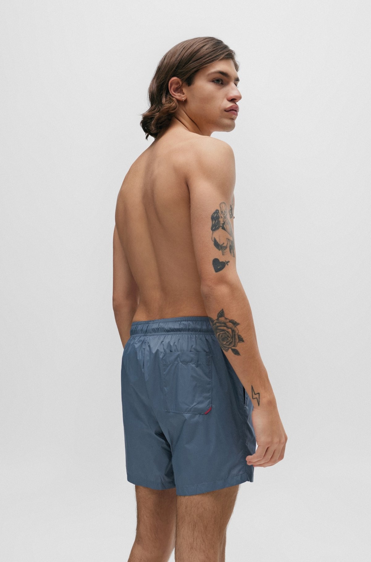 FULLY LINED SWIM SHORTS WITH LOGO PRINT - 4