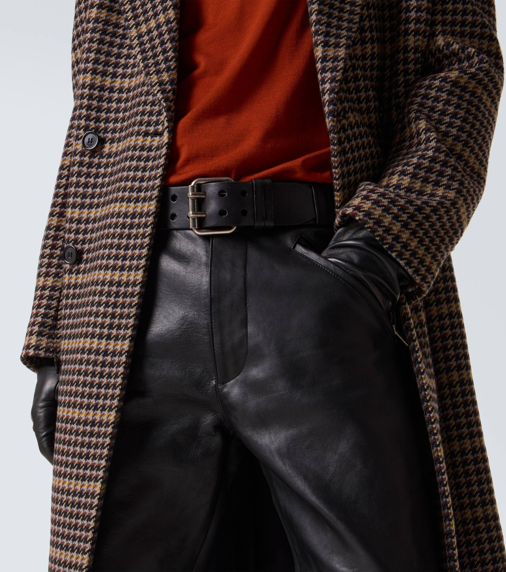 Leather straight pants - 5