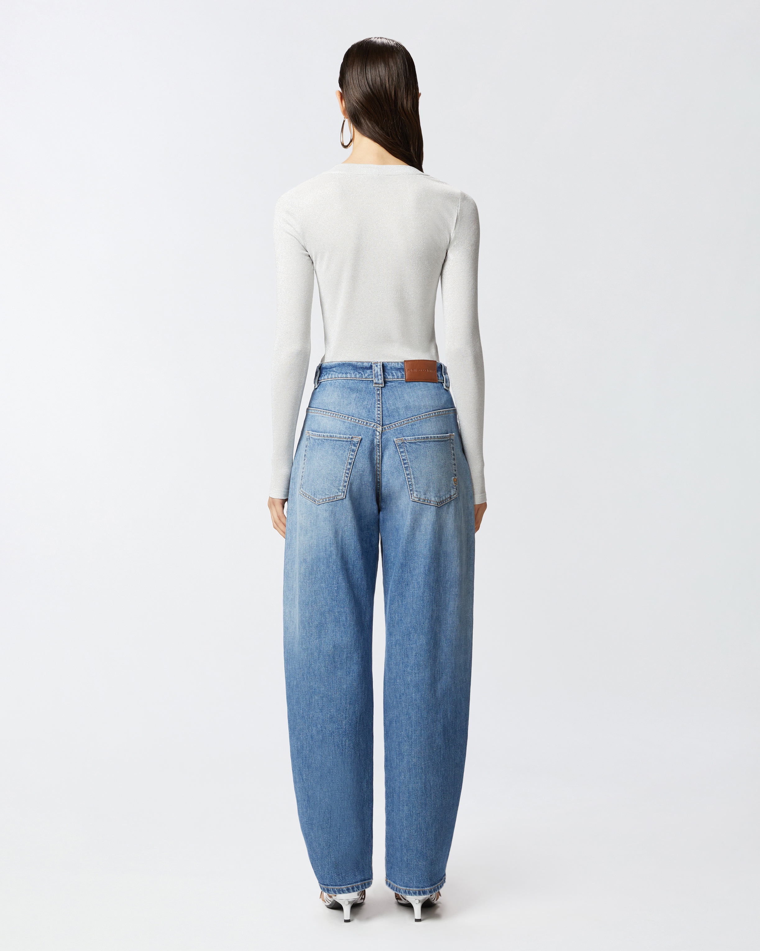 METALLIC RIBBED HENLEY SWEATER - 4