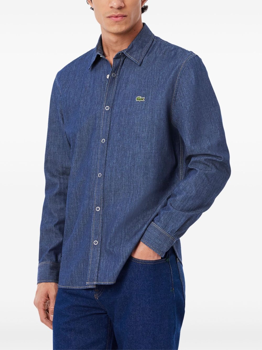 logo-appliqué denim shirt - 2