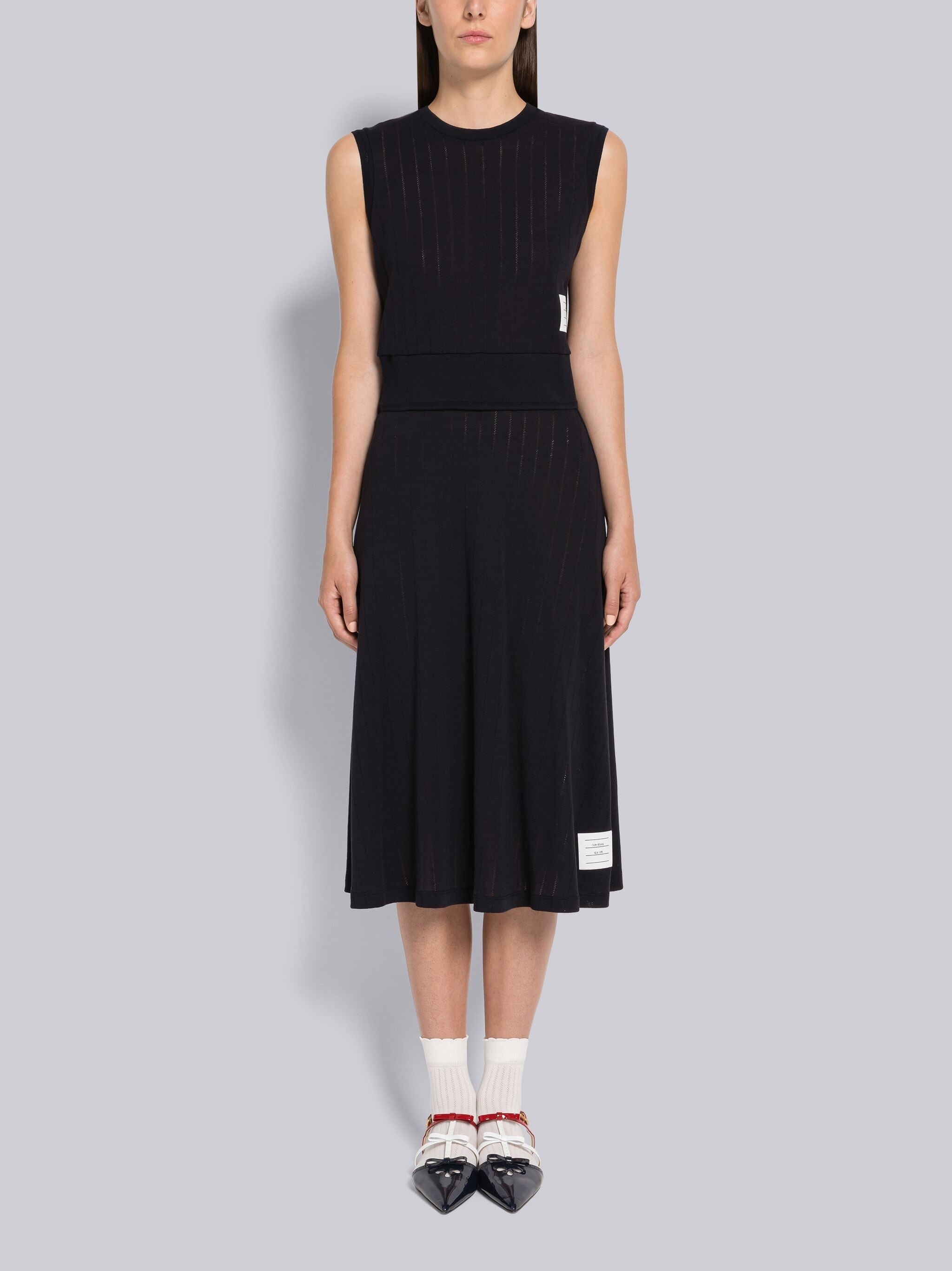 Pointelle Rib Below the Knee Skirt - 4