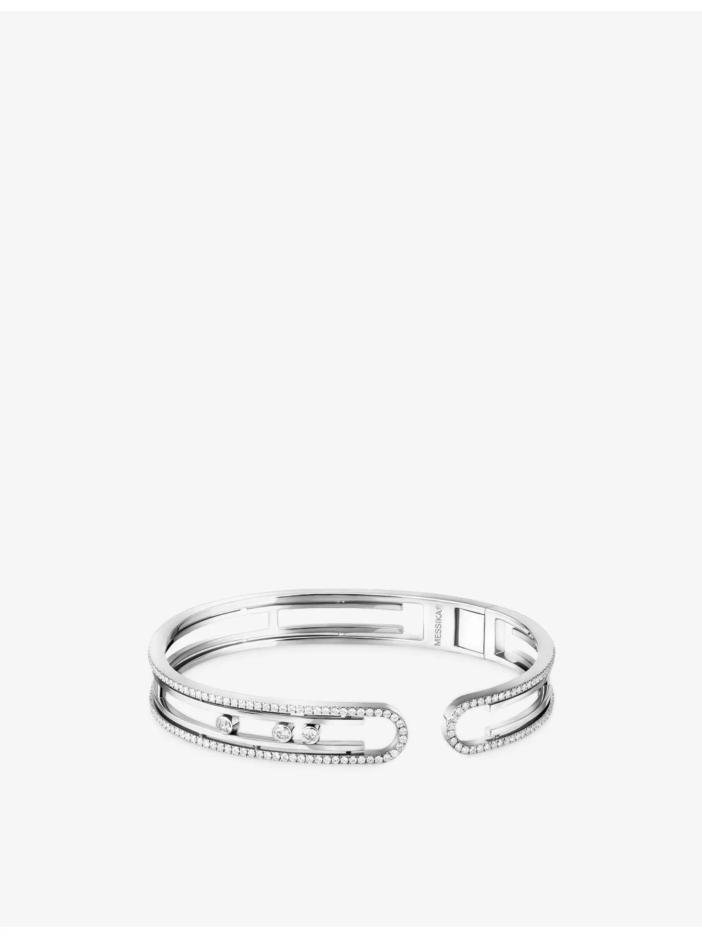 Move 10th 18ct White-Gold And 0.91ct Diamond Bangle Bracelet - 1