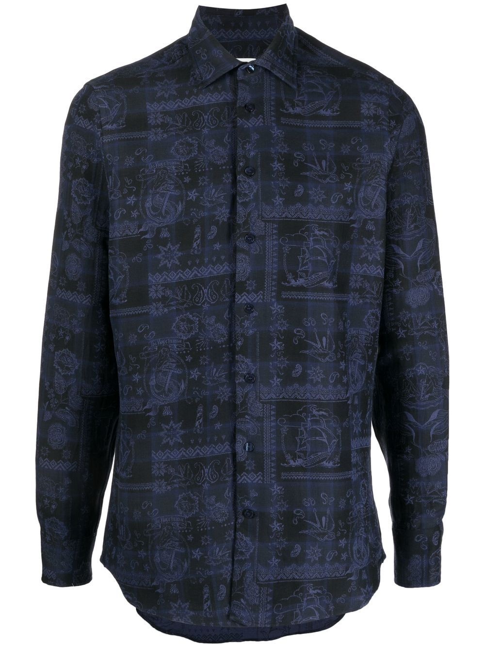 jacquard-print long-sleeve shirt - 1